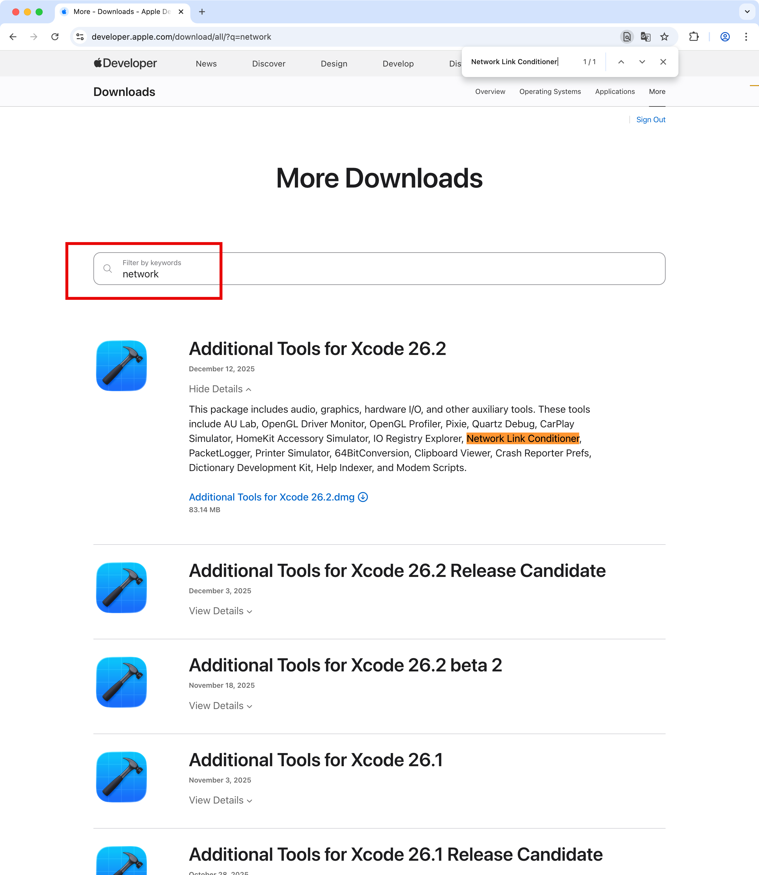 Additional Tools for Xcode のダウンロード